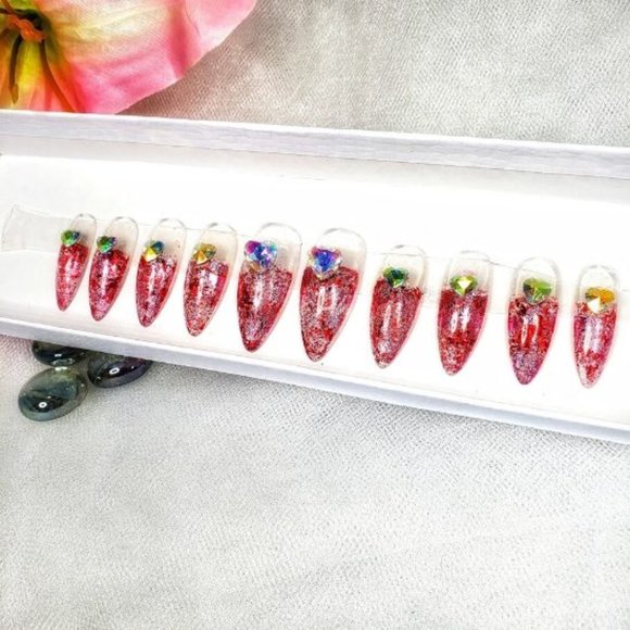 " All My Heart Set " Press on Nails- Size Large - Picture 2 of 5